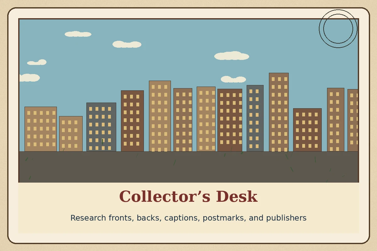 Postcard collector research desk